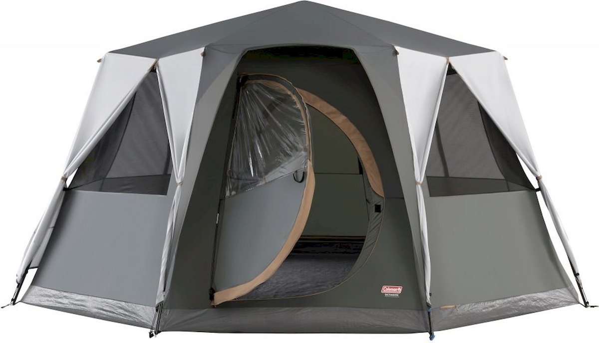 8-persoons-tent-047qny-1.jpg Coleman Octagon 8 persoons tent met 360° view volledige stahoogte grijs: Coleman | CampBoer.nl - Afbeelding 1