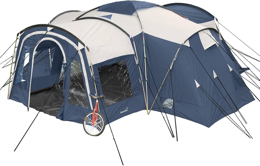 8-persoons-tent-358jlz-1.jpg Skandika Nimbus slaper voor 8 personen | Campingtent met 3 zwarte slaapcabines | Waterdicht 5000 mm : Amazon.nl: Sport & outdoor - Afbeelding 1