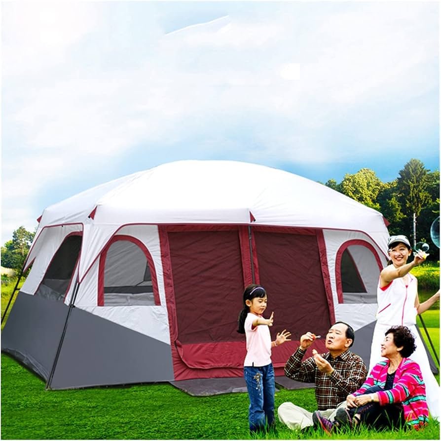 familie-tent-856yni-1.jpg 8 12 Persoonstent, Familie Tent Met 2 Slaapkamers, Camping Tenten & Schuilplaatsen, Grote Tent 12 Persoons Buitententen, Festival Essentieel, 100% ... - Afbeelding 1