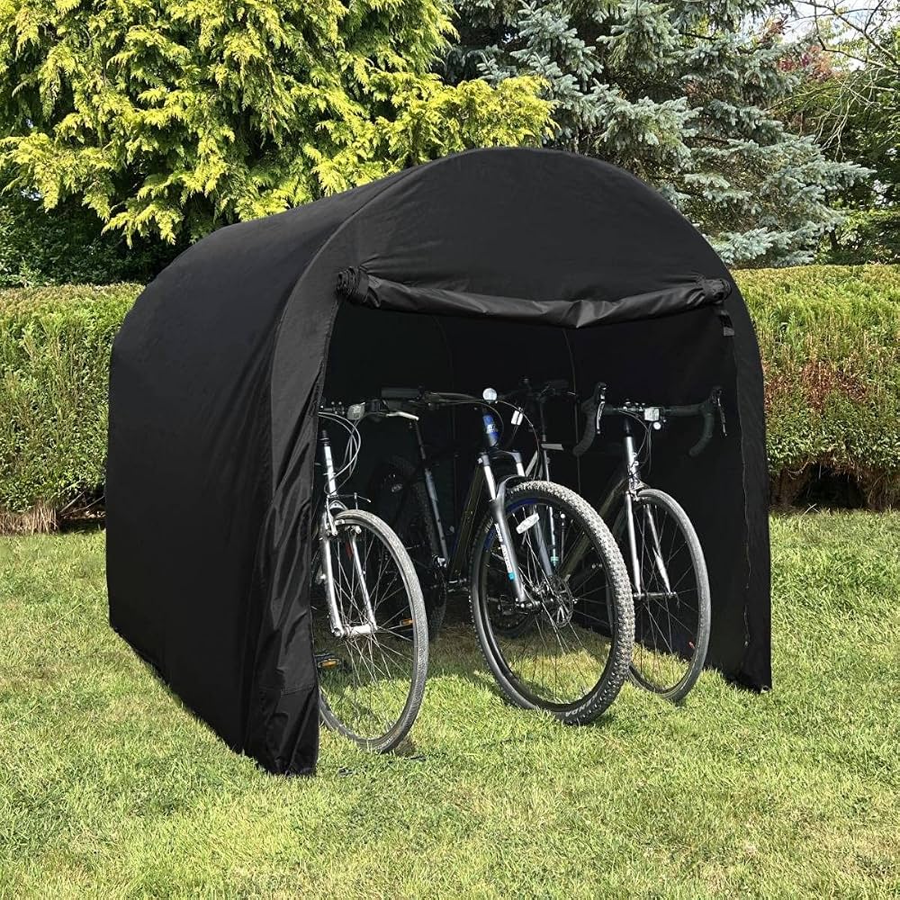 fietstent-488wgj-1.jpg Grote waterdichte fietstent, draagbaar, voor bromfiets, scooter, opbergschuur voor buiten, tuin, Oxford stof, stalen frame, ankersysteem, 8 gratis grondbouten en 8 grondpennen : Amazon.nl: Sport & outdoor - Afbeelding 1