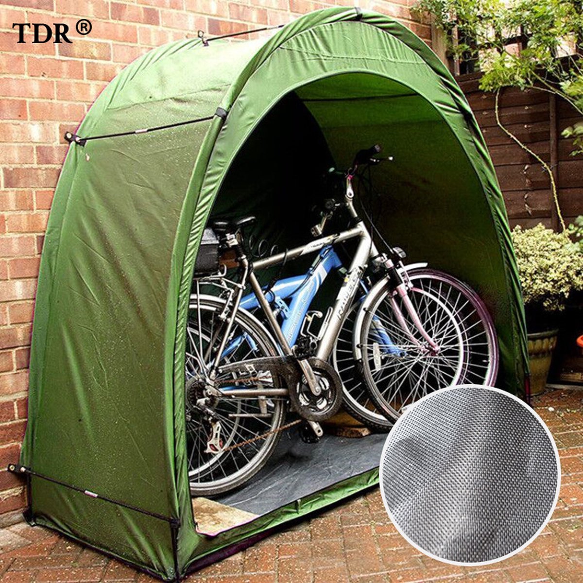 fietstent-756jco-1.jpg Fietstent,Beschermhoes fietsenschuur, tent voor camping in de open lucht groen 200*80*165CM - Afbeelding 1