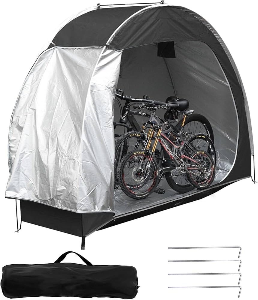 fietstent-913urf-1.jpg SEHAUSEU Fietstent, draagbare fietsschuur, apparaattent, fiets, garage, outdoor, fietshoes, camping, tuintent, koepeltent, 210D Oxford stof, voor fietsen, motorfietsen, tuingereedschap, grasmaaiers : Amazon.nl: Sport & outdoor - Afbeelding 1