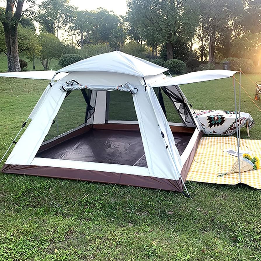 goedkope-tent-452xec-1.jpg Goedkope Tent Voor 4 Personen Klapt In Drie Seconden Open, Dubbele Deuren En Vier Ramen Grote Tent Praktische En Lichtgewicht Familietent Met Woonruimte Voor Familie, Buiten, Wandelen En Bergbeklimme : Amazon.nl: Sport - Afbeelding 1