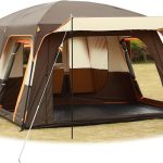 KTT Extra grote tent voor 12 personen (stijl B), gezinshuttenten, 2 kamers, rechte muur, 3 deuren en 3 ramen met gaas, waterdicht, dubbellaags, grote ...