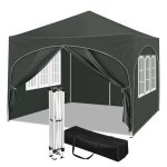BukkitBow Partytent met Zijwanden en Ronde Rand – Opvouwbare Tent – Waterdicht en Weersbestendig – Tuinpaviljoen 300 x 300 cm Grijs