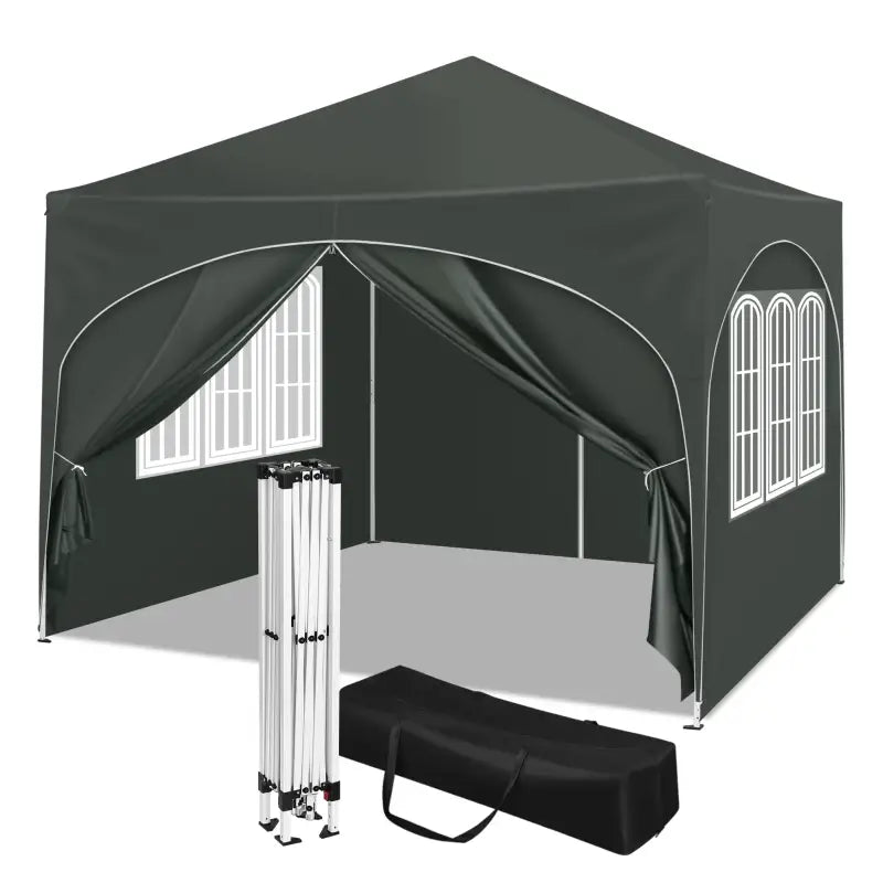 inklapbare-tent-089zkb-1.jpg BukkitBow Partytent met Zijwanden en Ronde Rand – Opvouwbare Tent – Waterdicht en Weersbestendig – Tuinpaviljoen 300 x 300 cm Grijs - Afbeelding 1