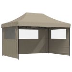 vidaXL Partytent inklapbaar pop up met 3 zijwanden taupe