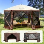 VEVOR Pop Up Gazebo Tent, Pop Up Tent met 6 zijdige luifel, zonnescherm met 6 verwijderbare privacy winddoeken en gaasramen, 12,5 x 12,5 voet, snel op te zetten tent met klamboe, bruin | VEVOR NL