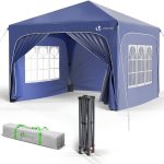 VOUNOT® Tuinpaviljoen 3x3m met 4 Zijwanden & 4 Zandzakken, Pop Up Inklapbare Partytent, Waterdicht en UV bestendig Paviljoen, Feesttent met Draagtas, ...