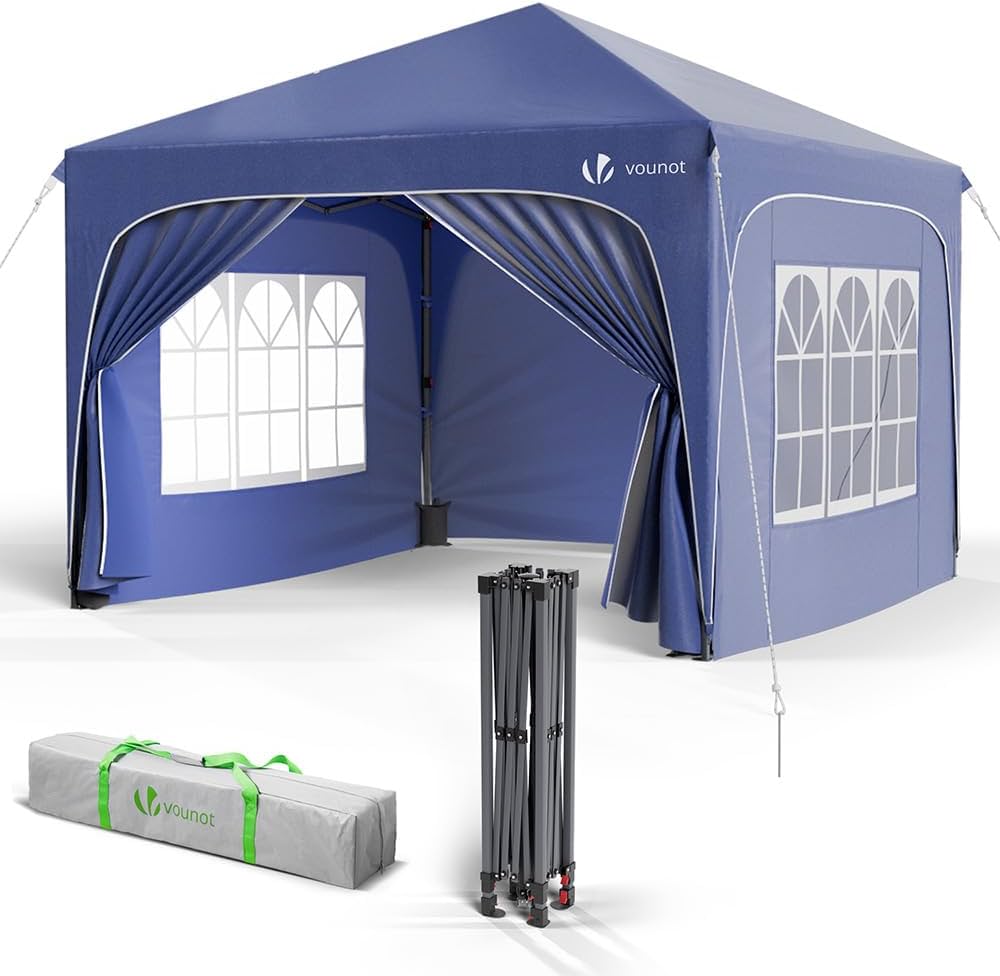 inklapbare-tent-477zlx-1.jpg VOUNOT® Tuinpaviljoen 3x3m met 4 Zijwanden & 4 Zandzakken, Pop Up Inklapbare Partytent, Waterdicht en UV bestendig Paviljoen, Feesttent met Draagtas, ... - Afbeelding 1