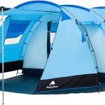 CampFeuer Super+ Tent voor 4 personen, blauw/zwart, grote tunneltent met 2 ingangen en luifel, 3000 mm waterkolom, groepstent, campingtent, ...