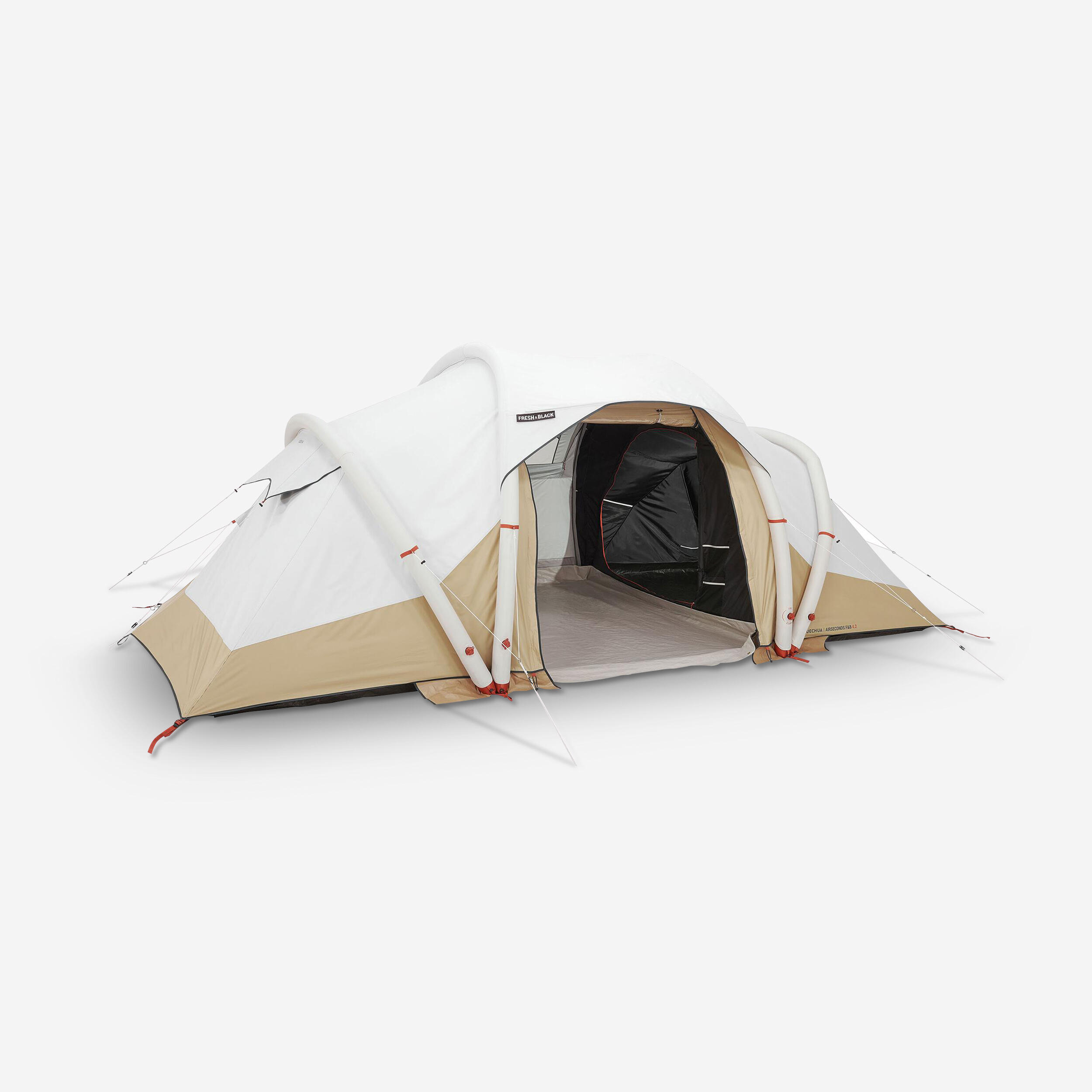 kampeertent-4-personen-463krq-1.jpg Opblaasbare tent 4 personen, Air Seconds 4.2 met Fresh & Black, 2 slaapruimtes - Afbeelding 1