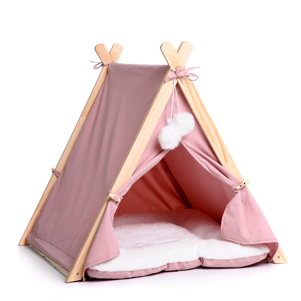 kleine-tent-870ggy-1.jpg Kattenhuis Tipi Roze – Zachte Slaapplek voor je Kat Dogs & Co - Afbeelding 1