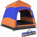 Outsunny instant pop up tent voor 4 personen, met grondzeil 2 deuren | Outdoor familietent waterdicht zeshoekig 4 seizoenen koepeltent met muskietennet draagtas Oranje : Amazon.nl: Sport & outdoor