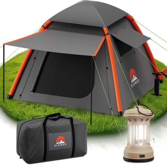 opblaasbare-tent-outlet-865hzu-1.jpg ELONEO Opblaasbare Camping Tent voor 2–4 Personen met Luifel, 250x250x190cm | bol - Afbeelding 1