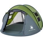 Gemakkelijke pop up tent voor 4 personen, 20 x 180 cm, waterdicht, automatische installatie, 2 deuren instant familietenten voor kamperen, wandelen en ...