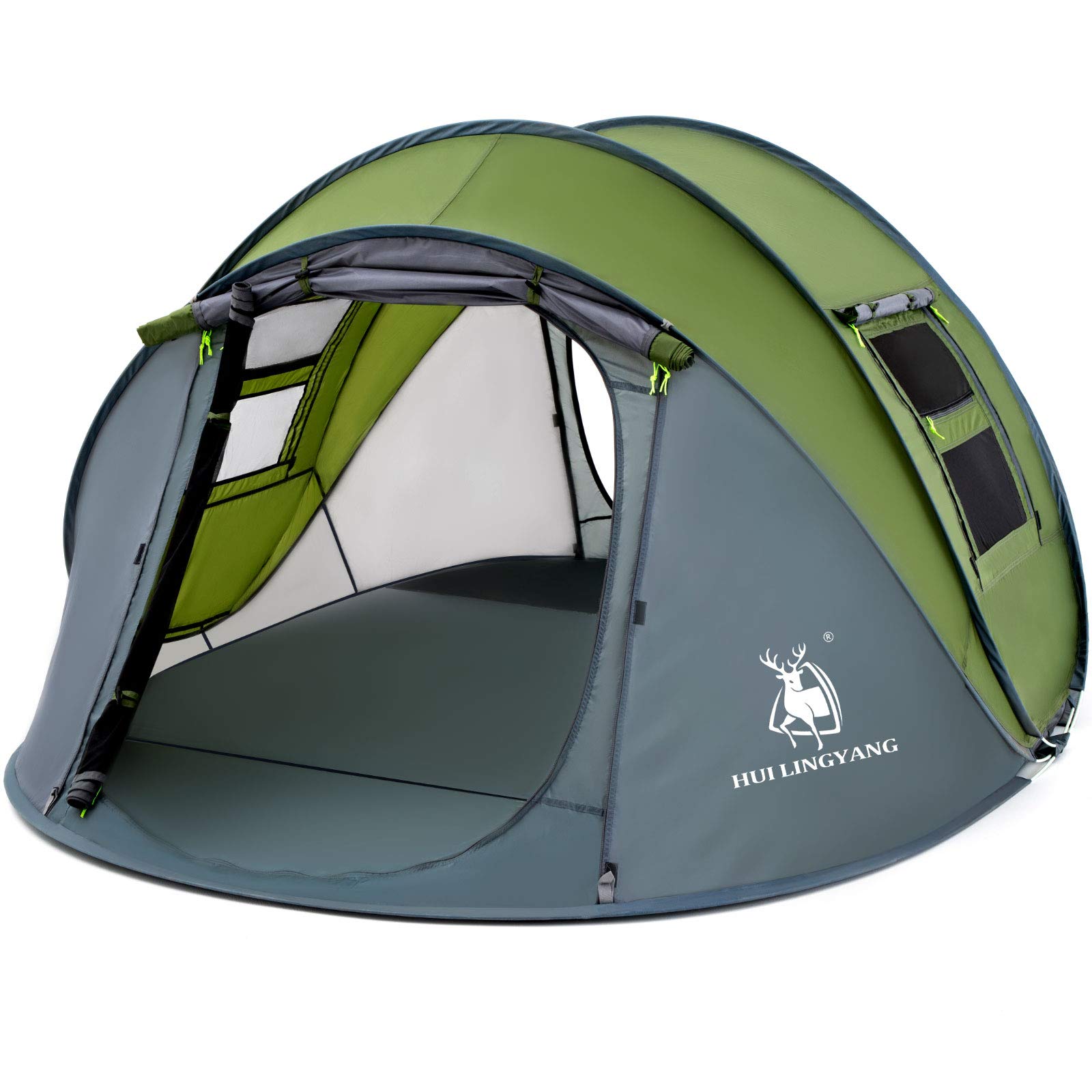 opgooi-tent-097hci-1.jpg Gemakkelijke pop up tent voor 4 personen, 20 x 180 cm, waterdicht, automatische installatie, 2 deuren instant familietenten voor kamperen, wandelen en ... - Afbeelding 1
