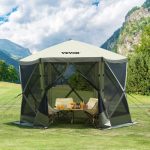 VEVOR Pop Up Paviljoentent, pop up tent met 6 zijdige luifel, zonnescherm met 6 verwijderbare privacyschermen en gaasramen, 3 x 3 meter, snel op te ...