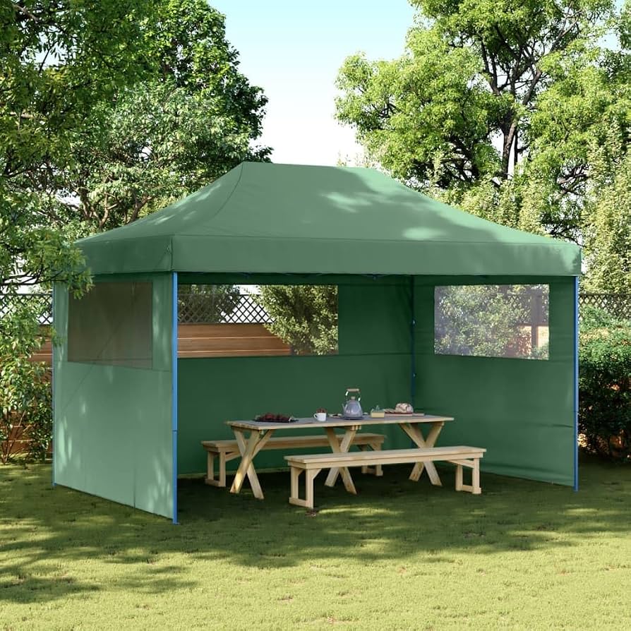 paviljoentent-127jai-1.jpg Pop up partytent, groen, met 3 zijpanelen, opvouwbare paviljoentent van Oxford weefsel met pvc coating, stabiel stalen frame voor outdoor evenementen : Amazon.nl: Tuin, terras & gazon - Afbeelding 1