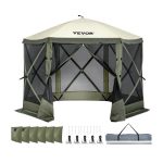 VEVOR Pop Up Paviljoentent, pop up tent met 6 zijdige luifel, zonnescherm met 6 verwijderbare privacyschermen en gaasramen, 3 x 3 meter, snel op te ...