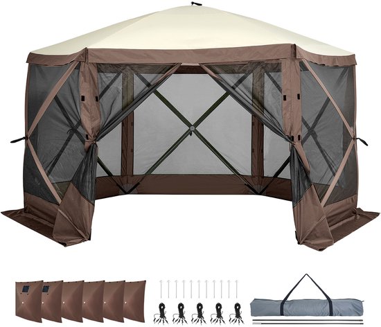 paviljoentent-971hzc-1.jpg Camping Paviljoen Tent, 12.5 x 12.5 Voet, 300D Oxford Stof en Glasvezel, Pop up... | bol - Afbeelding 1
