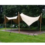 Stretchtent 5.5 x 10 meter zandkleur huren l Vanaf € 495, per 3 dagen