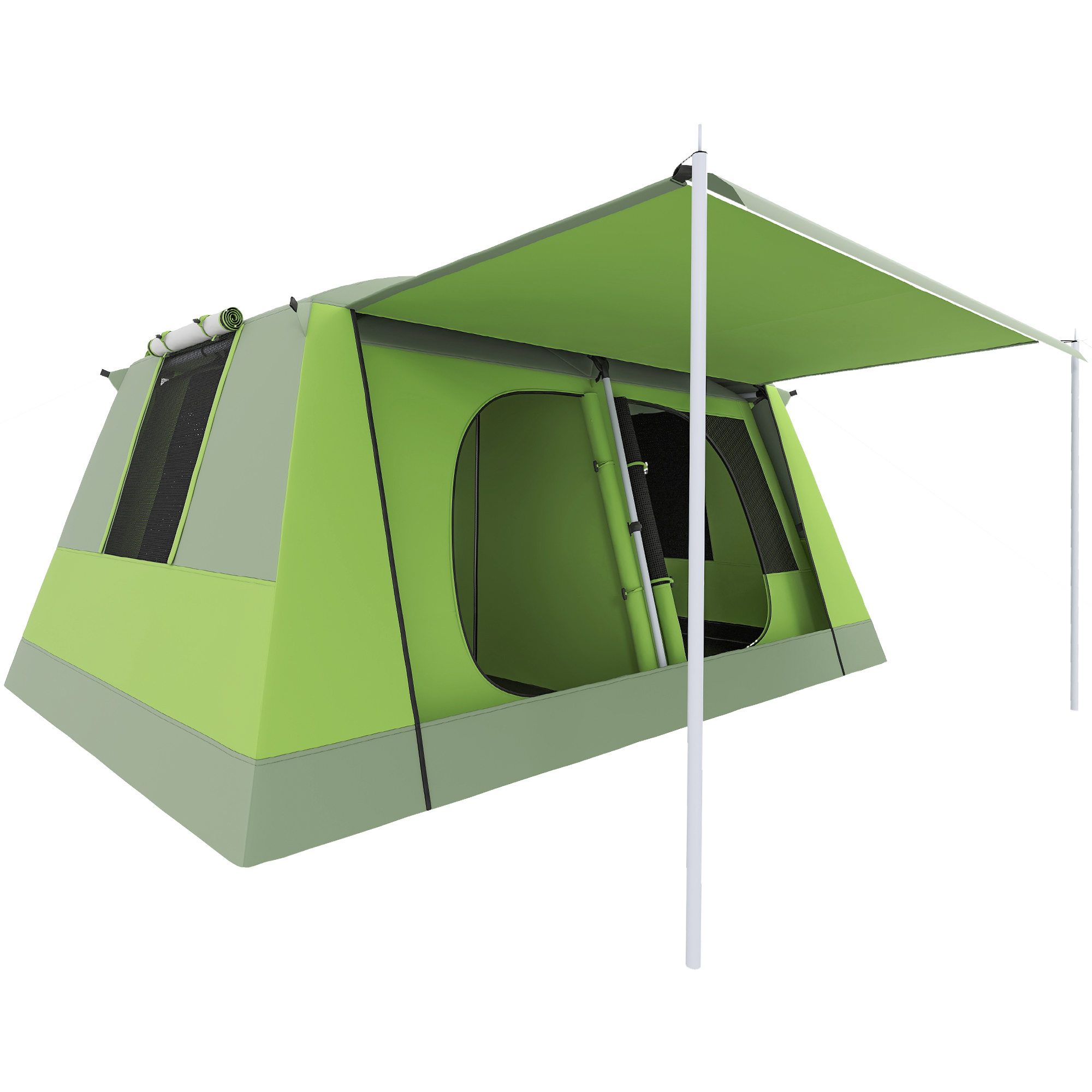 tent-2-slaapcabines-326tnq-1.jpg Outsunny Kampeertent 2 slaapcabines koepeltent familietent 4 8 personen 410 x 310 cm - Afbeelding 1