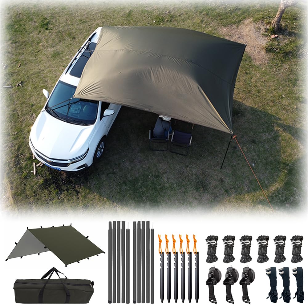 tentluifel-994evr-1.jpg Autoluifel, 3 x 3 stuks, waterdicht, universele tent, luifel, anti uv voor bestelwagen, caravan, vrachtwagen, voertuig : Amazon.nl: Sport & outdoor - Afbeelding 1
