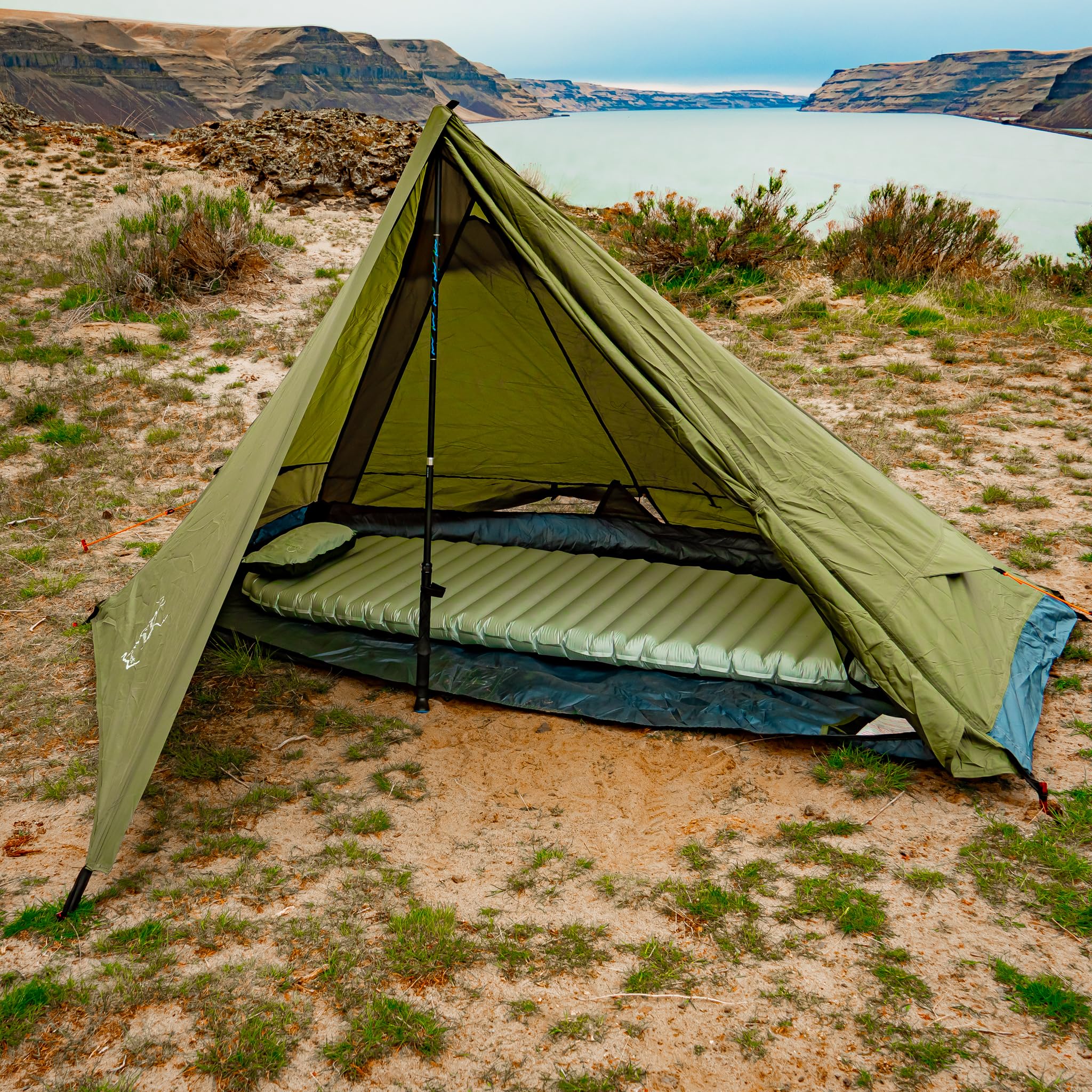 trekkerstent-747orb-1.jpg Trekker Tent 1 Trekkingstok, lichtgewicht, 1 persoon backpacktent voor wandelen, waterdicht, snelle installatie, 3 seizoenen ultralichte tent voor kamperen, wandelen, jacht, bikepacking RCP : Amazon.nl: Sport & outdoor - Afbeelding 1