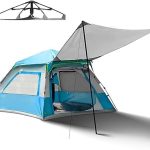 Overmont Instant pop up tent met zeildoek, lichtgewicht backpacktent voor 3 5 personen, voor 4 seizoenen kamperen, 3000 mm waterdichtheid, ...