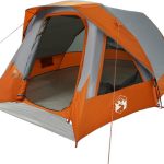 vidaXL Tent 4 persoons waterdicht grijs en oranje | bol
