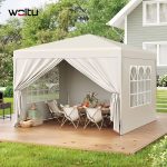 WOLTU PVL0001be Partytent, waterdichte vouwtent, zonwering, feesttent met zijwanden, tent voor in de tuin, terras, camping, festival, pagodetent met ...